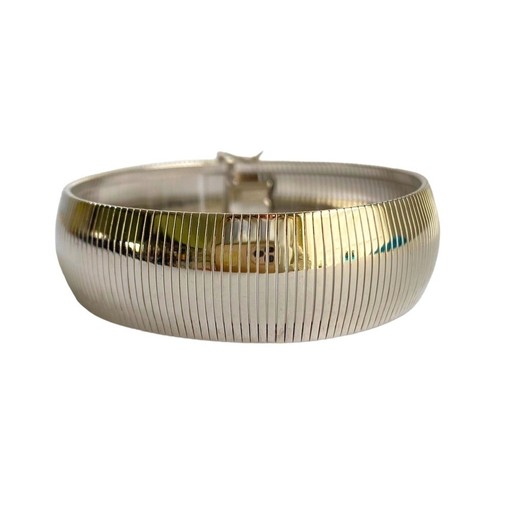 Bellezza Italy Omega Bracelet Itaor Wide Cleopatra Flex Cuff Silver Tone Metal‎